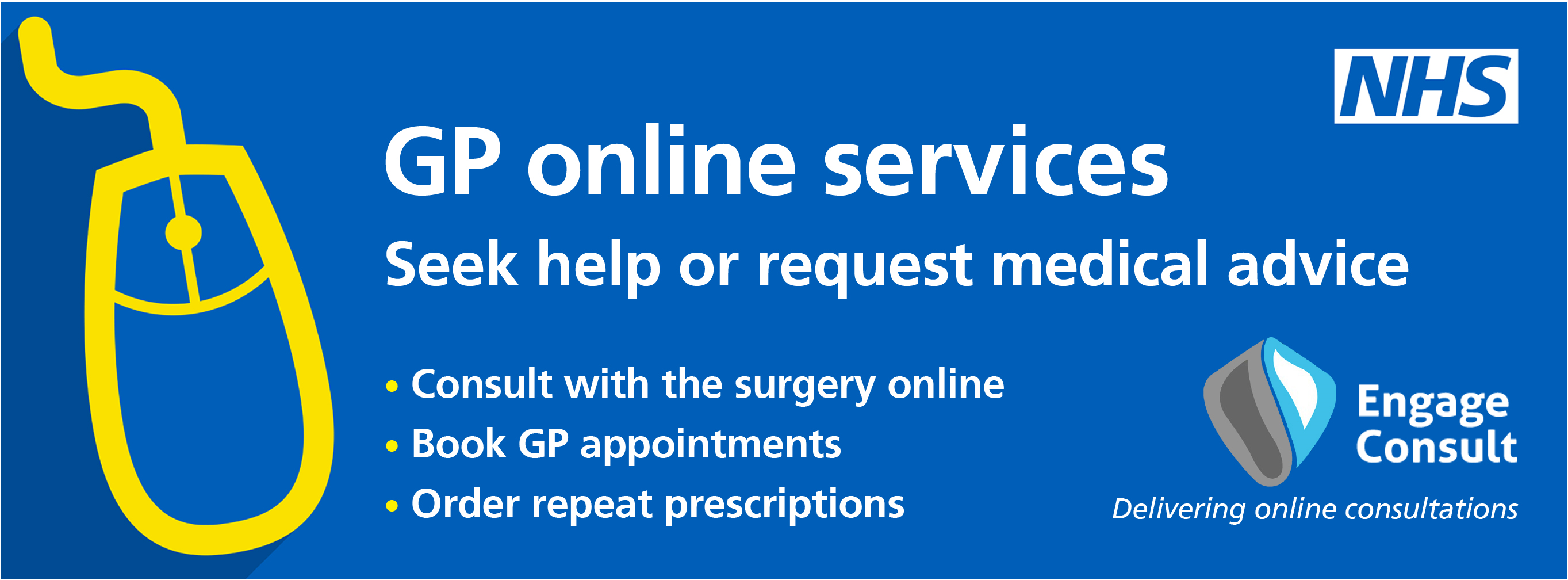 GP Online services seek help or request medical advice consult with the surgery online book gp appointments order repeat prescriptions engage consult delivering online consultations